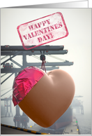 Gigantic Chocolate Heart is Hoisted Off a Cargo Ship on the Docks card