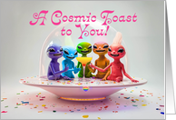 A Cosmic Toast for New Years with a Rainbow Colored Group of ET’s card