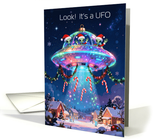 An Unidentified Festive Object UFO Flies Over a Small... (1946462)