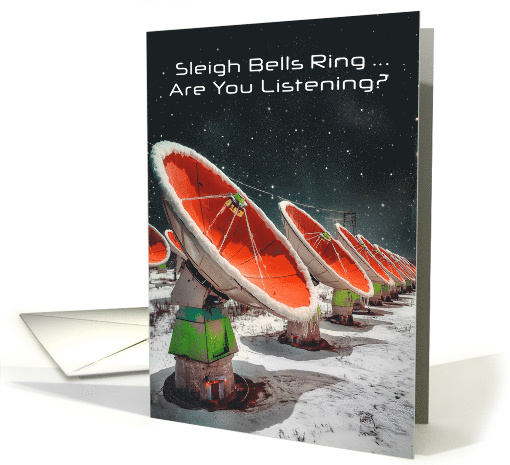 Humorous UFO Christmas Radio Telescope Funny Alien Sci Fi Holiday card