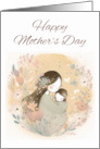 Mother’s Day Simple Watercolor Mother and Child Garden Round card