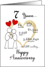 7th Wedding Anniversary Stick Figures and Red Hearts card