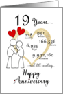 19th Wedding Anniversary Stick Figures and Red Hearts card