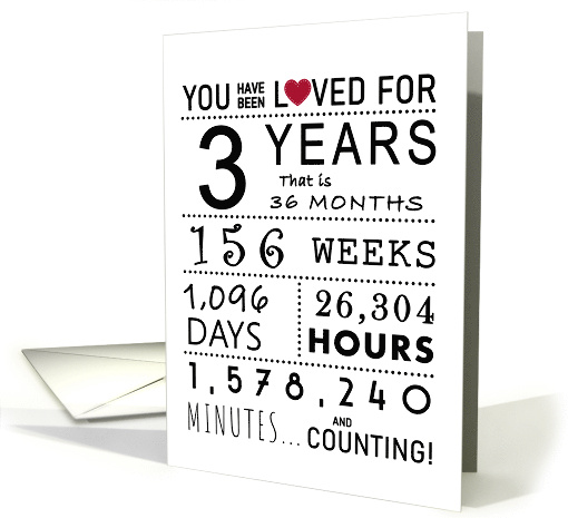 3rd Anniversary You Have Been Loved for 3 Years card (1764460)