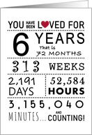 6th Anniversary You Have Been Loved for 6 Years card