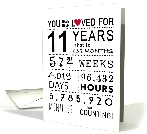 11th Anniversary You Have Been Loved for 11 Years card (1764586)