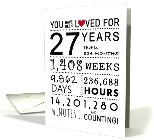 27th Anniversary You Have Been Loved for 27 Years card (1764622)