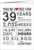 39th Anniversary You Have Been Loved for 39 Years card