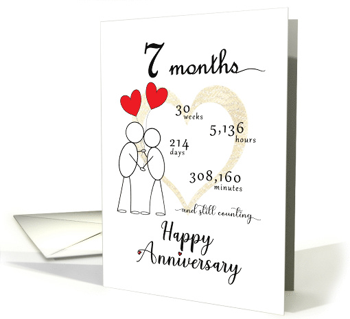 7 month Anniversary Stick Figures and Red Hearts card (1817748)