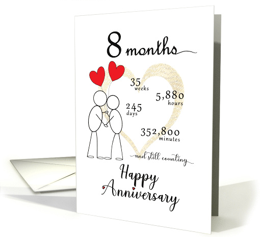 8 month Anniversary Stick Figures and Red Hearts card (1817750)