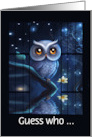 Thinking of You Cute Owl with Flower Throw Window Pretty Custom Text card