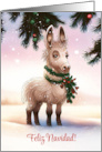 Feliz Navidad Holiday Christmas Cute Donkey Burro All Dressed Up card