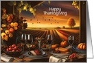 Happy Thanksgiving Custom Text with Window Vineyard Table card