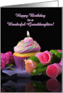 Birthday Cupcake and Roses Granddaughter Custom Text card