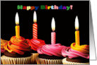 Happy Birthday Cupcakes and Candles with Flames Colorful card