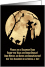 Halloween Witch Graveyard Owl Cat Ravens and Moon Cute Poem card
