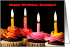 Grandpa Happy Birthday with Birthday Candles and Cupcakes card
