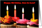 Son in Law Happy Birthday with Cupcakes and Birthday Candles card