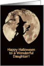 Daughter Happy Halloween Beautiful Witch and Raven In Moonlight Custom card