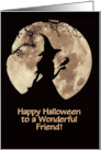 Friend Happy Halloween Cute Witch in the Moonlight Custom Text card
