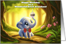 Great Grandson Happy Birthday with Cute Elephant and Cupcake card
