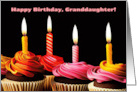 Granddaughter Happy Birthday with Cupcakes and Birthday Candles card
