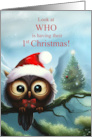 1st Christmas Babys First Christmas with Cute Owl and Xmas Tree card