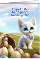 Goddaughter Happy Easter with Cute Kitten and Eggs Custom Cover Text card