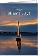 Fathers Day with Beautiful Sailboat and Sunset Smooth Water Custom card