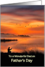 Dad Happy Fathers Day Fisherman on the Bank of Lake Customizable card