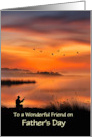 Friend Happy Fathers Day with Custom Text Fishing at Sunset card