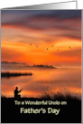 Uncle Happy Fathers Day Fishing Sunset Lake Customizable Cover Text card