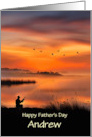 Fathers Day with Custom Name Fisherman in the Outdoors at Sunset card