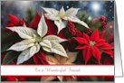 Friend Happy Holidays Christmas Pretty Poinsettias Custom Cover Text card