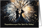 New Years Eve Wedding Congratulations with Couple in Fireworks Custom card