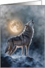 Winter Solstice Moon and Wolf in Fog Mist Mystical Nature Inspired card