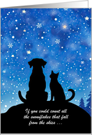 Christmas Holiday Missing You Cute Dog and Cat with Snowflakes Custom card