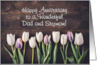 Dad Father and Stepmom Stepmother Happy Anniversary Flowers Custom card