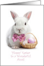 Aunt Happy Easter with White Bunny and Basket Custom Cover Text card