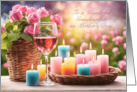 Grandmother Happy Mothers Day with Roses and Wine Candles Custom card