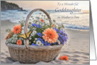 Goddaughter Happy Mothers Day with Basket of Flowers on a Beach Custom card
