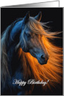 Happy Birthday with Beautiful Spirited Horse and Flowing Mane Custom card