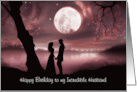 Husband Happy Birthday Romance with Couple Moonlight Water Custom card