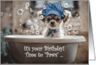 Happy Birthday Cute Chihuahua Type Puppy Dog in Bath Custom Text card