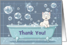 Thank You Cute White Cat In a Bath Tub with Bubbles Funny Custom card