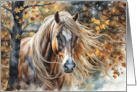 Horse in Fall Autumn Colors and Leaves Blank Any Occasion Note card
