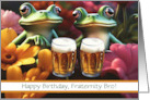 Fraternity Brother Birthday with Beer Drinking Frogs Funny Custom card