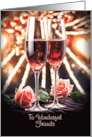 Friends Happy Wedding Anniversary Pink Champagne Cheers Custom card