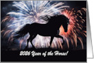 2026 Chinese New Year of the Horse with Fireworks and Custom Text card