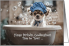 Goddaughter Happy Birthday Cute Chihuahua Pup in a Tub Custom card